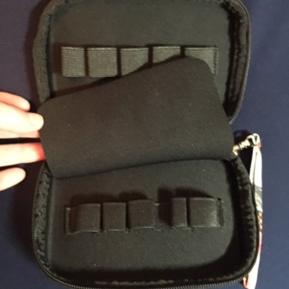 Floral Wristlet Make Up Cosmetic Brush Travel Weekend Hard Case 4.5" x 6.5" - Picture 5 of 10